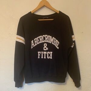ABERCROMBIE & FITCH NAVY RUGBY STRIPE SWEATSHIRT SZ MEDIUM COZY LOUNGE